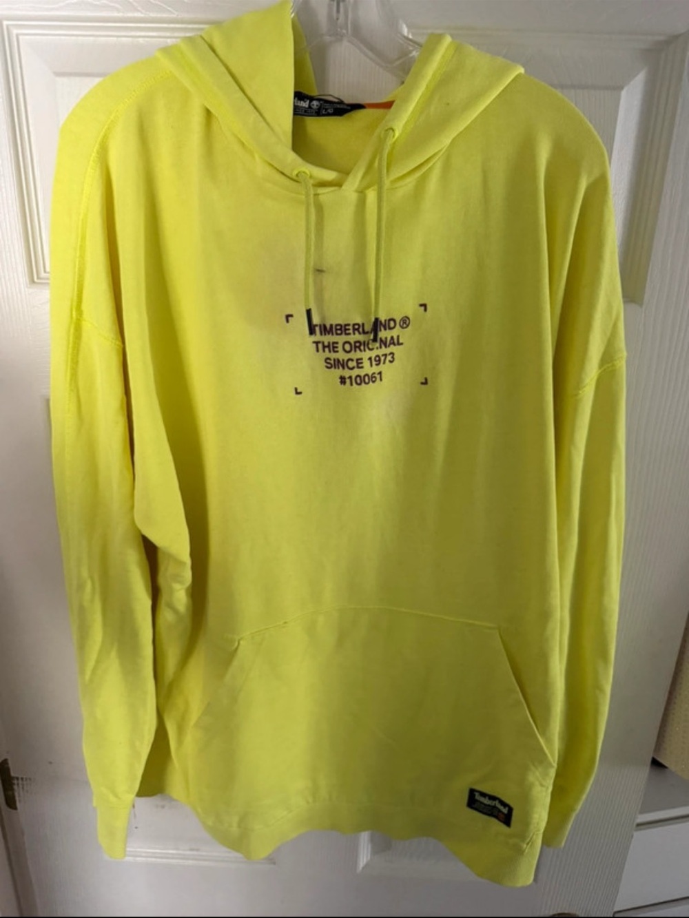 Timberland Neon Yellow Pullover Hoodie with Logo